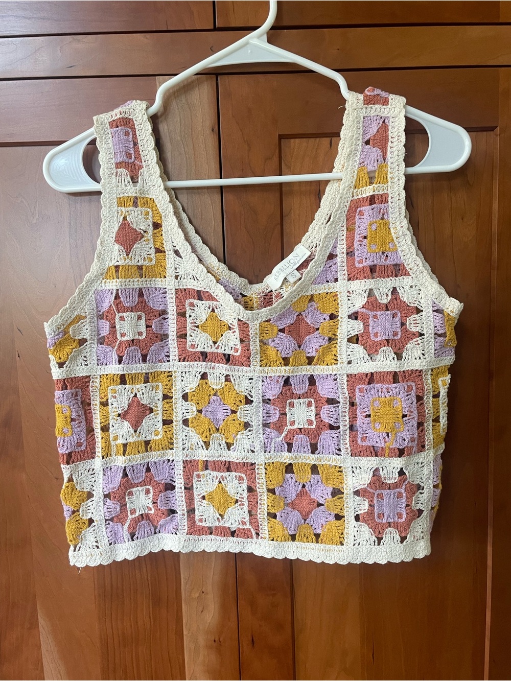 Rebellion Crochet Square Crop Top - Ivory, Pink, Mustard, Lavender
